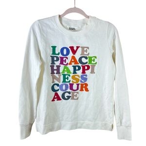 GARIMA DHAWAN womens Anthropologie Peace Love Happiness sweatshirt